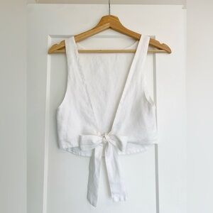 Etsy Handmade Linen Open Back Summer Top White one size